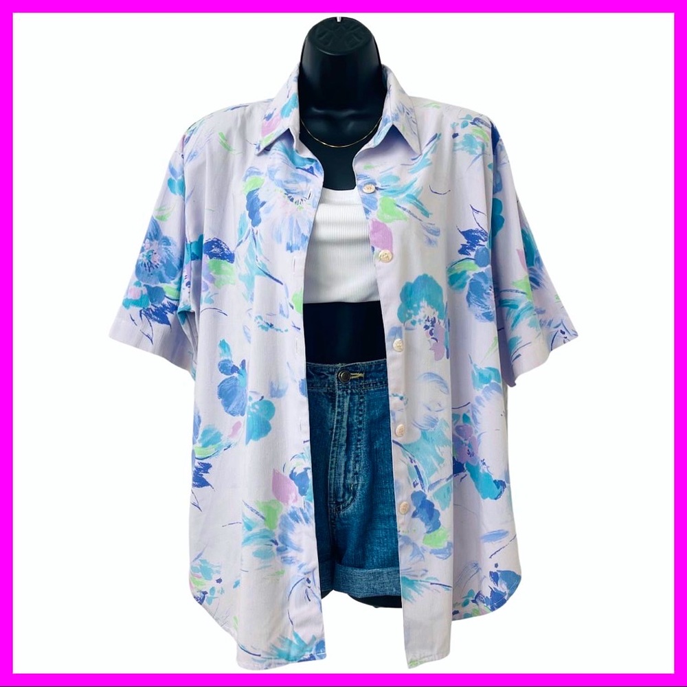 Vintage Lighthouse Point Button down shirt With shoulder pads
